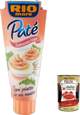 Produktbild von 3x Rio Mare Patè Tonno Salmone rosa Lachs Thunfischcreme 100g Streichfähige + Italian Gourmet polpa 400g