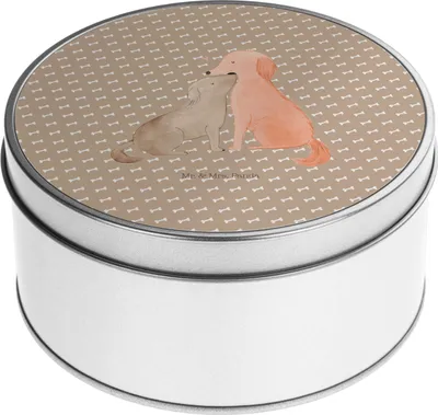 Produktbild von Mr. & Mrs. Panda Aufbewahrungsbehälter Hunde Liebe - Hundeglück - Geschenk, Vorratsbehälter, Hund, Vertrauen, Keksdose, Dose, zuckerdose, Metallbox, keksdosen, Herz