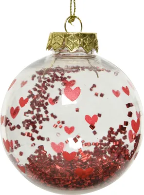 Produktbild von Weihnachtskugeln Kunststoff 8cm Herzen Motiv 12er Set - Transparent