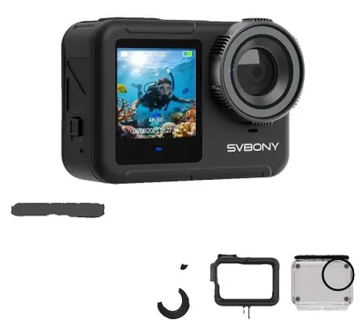 Image de Caméra sous-marine, résolution vidéo 4K, étanche jusqu'à 12 mètres, batterie 1800 mAh, stockage de 128 Go, stabilisation électronique de l'image 2.0