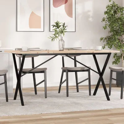 Obrázek produktu pro BEI CLORIS Jídelní stůl X-rám 160x80x75,5 cm masiv borovice a ocel - Jídelní stoly New1221967 2parcel