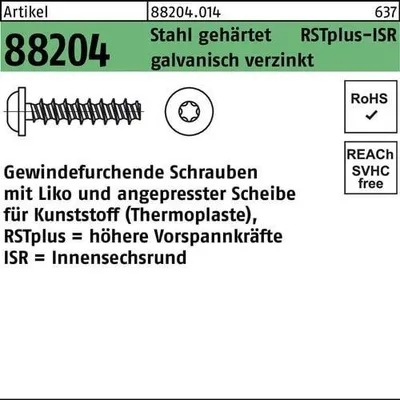 Produktbild von Reyher  Schrauben für Kunstst. LIKO & ISR 3x8-T10 geh., Zn (1000 Stück)