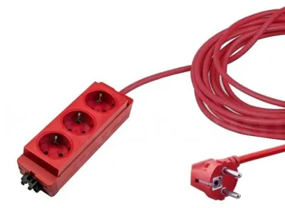Image de Schulte EVOline Type 910 Multiprise 3x rouge avec connecteur GST18