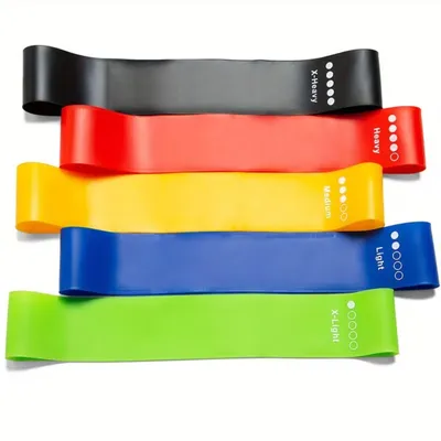 Produktbild von Widerstandsbänder 5er Set – Fitnessbänder für Yoga, Krafttraining & Home Workout – verschiedene Stärken und Farben