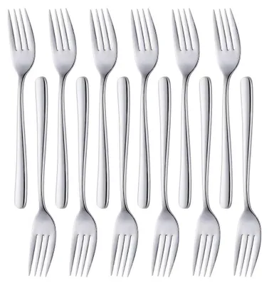 Dessertvorken Set 12er, RVS, Spiegelglanz, Silber, 18,3 cm