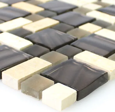 Produktbild von Mosaikfliesen Glas Naturstein Braun Beige