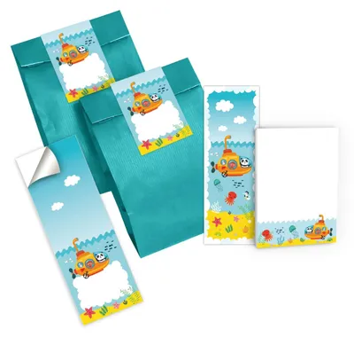 6 Lesezeichen + 6 Notizblöcke + 6 Tüten + 6 Sticker Panda