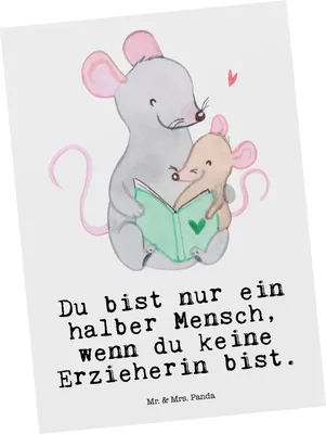 Produktbild von Mr. & Mrs. Panda Postkarte Erzieherin Herz - Weiß - Geschenk, Ausbildung, Kindergärtnerin, Ansichtskarte, Ansichtskarten, Fotokarte, Spruch, Lustig, Grußkarte, Postkarten