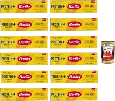 Produktbild von Barilla Protein+ Spaghetti 400gr, Pasta reich an pflanzlichem Protein, 12x 400 g + Italian Gourmet polpa 400gr