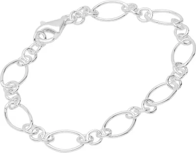 Produktbild von Armband aus 925 Sterling Silber 19cm Figaro Ankerkette rund  Damen Armkette