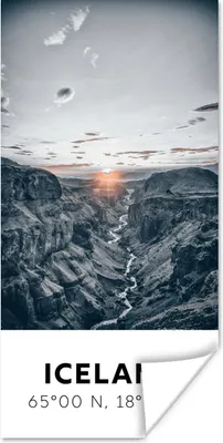 Produktbild von MuchoWow® Poster Island - Sonne - Berge 60x120 cm - Wandschmuck