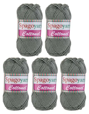 5 x 100g Strickgarn Cottonel Uni Häkelwolle Handstrickgarn olivgrau