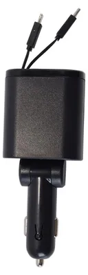 5-in-1 Autolader mit 2 USB-C, 1 USB-A und 2 Kabeln, 70 cm