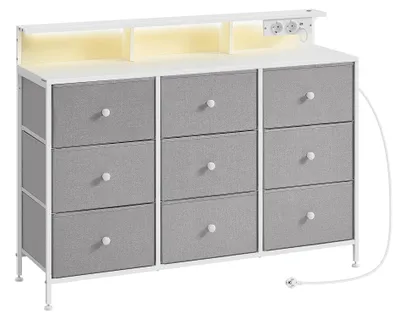 Image de SONGMICS, commode avec 9 tiroirs et éclairage LED