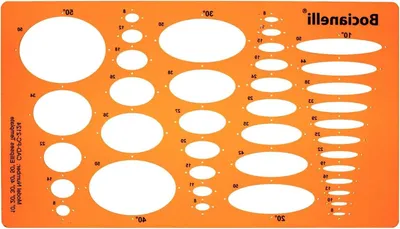 Productafbeelding van Sjabloon Ellips Symbolen - Tekensjabloon Ellipsen - Technisch Tekenen - Transparante Kunststof - 265 x 145 mm - Transparant