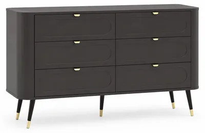 Produktbild von Kommode: 6 Schubladen, Schwarz, 138,2 x 40 x 79,7 cm