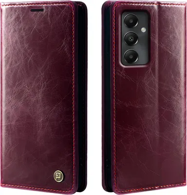 Produktbild von Handyhülle für Samsung Galaxy A55 5G Kunstleder Flip Vintage Cover Hülle RFID Schutz Case Kartenfach Farbe: Weinrot