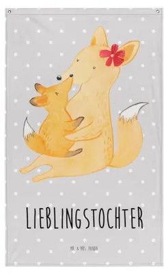 Produktbild von Mr. & Mrs. Panda Wandbild Fuchs Mama - Grau Pastell - Geschenk, Tapisserie, Mutter, Muttertag, Gobelin, Schoß, Mami, Tapestry, Wandteppich, Hängedeko