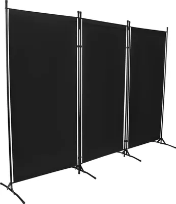Produktbild von Raumteiler - Faltparavent - 260 x 180 cm - 4 Paneele - 420D PolyurethanOxfordgewebe - Freistehend, Sichtschutz - Schwarz