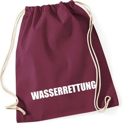 Produktbild von Huuraa Turnbeutel Wasserrettung Schriftzug 12 Liter Burgundy Baumwolle Rucksack Geschenkidee
