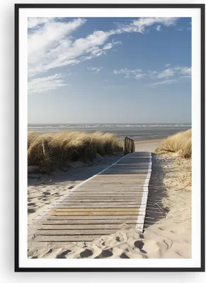 Produktbild von Gerahmtes Poster - Schwarzer Rahmen - Strand Meer Fußgängerbrücke Ufer - 70x100 cm - Wand Bild - Wanddeko - Wandbilder - Wandposter - Bilderrahmen - Bilder - Kunstdruck - Wandbild - P2BPA70x100-2657