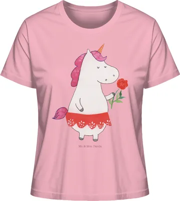 Produktbild von Mr. & Mrs. Panda Damen T-Shirt Einhorn Dame Größe S - Baumwolle Pink - Geschenk, Trennung, Frau, Oberteil, Freundin, Unicorn, Shirt Mit Spruch, Einhörner, für Frauen, Basic