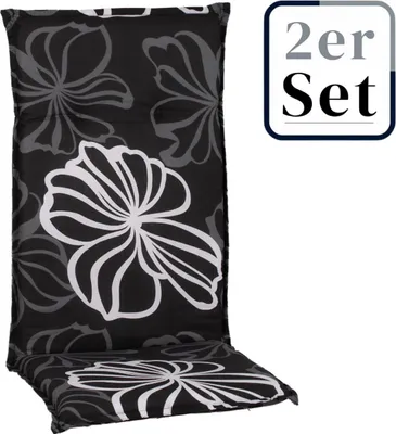 Produktbild von 2er Set Hochlehner Auflage »Evora«, Motiv - Blume, schwarz - weiß