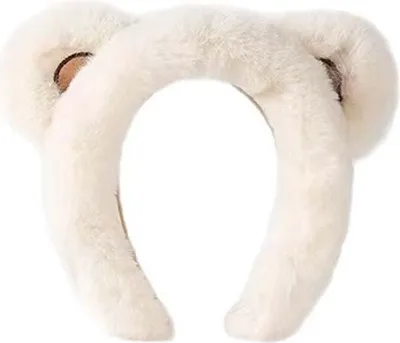 Produktbild von Niedlicher Plüsch Ohrenschützer im Teddy-Look - Modisches & Bequemes Winter Accessoire für Damen, Gemütlich und Weich，Weiß