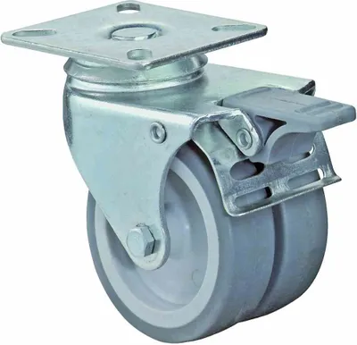 Produktbild von BS ROLLEN Doppelrolle mit Platte Gleitlager u.Feststeller