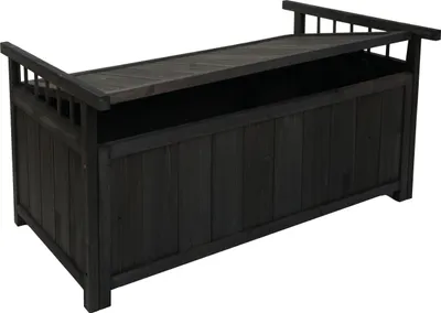 Obrázok produktu pre Úložná truhlica HWC-O13, záhradná truhlica na vankúše, jedľové drevo 53x108x60cm ~ antracit