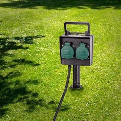 Produktbild von 4-fach Gartensteckdose Steckdose mit Erdspieß + 10 m Kabel für Garten außen