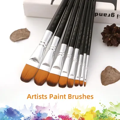 Produktbild von 8-teiliges Pinsel-Set, Haselnussspitzen, Nylonhaar-Pinsel für Studenten, Erwachsene, Künstler, Acryl, Öl, Aquarell, Gouache, Nagel, Körper, Gesicht, K