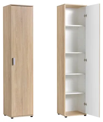 Obrázek produktu pro Úzká víceúčelová skříňka 40 cm široká s 1 dvířky a 4 policemi 40x35x184 cm (ŠxHxV), dub Sonoma