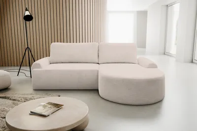 Produktbild von VENASI DREAM Rechts Ecksofa CORD mit Schlaffunktion und Bettkasten Eckcouch Sofa L Form Schlafsofa BEIGE