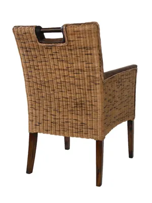 Produktbild von Soma Esszimmer Stuhl Rattan Armlehner Sessel Bilbao vollgepolstert Polster prairie brown (BxHxL) 59 x 91 x 64