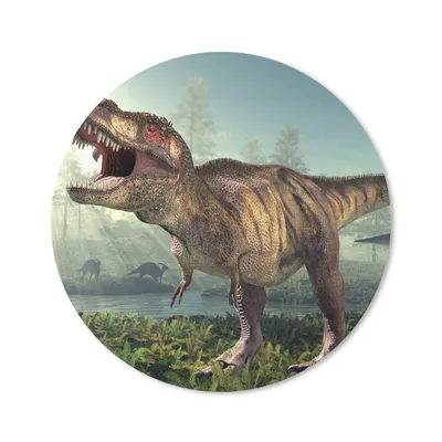 Produktbild von MuchoWow® Mauspad Mousepad Dino - Gras - Zeichnung - Kinder - Jungen 30x30 cm - Mousepads - Maus Mat - Pad - Mausunterlage - Tischunterlage - Schreibtischmatten