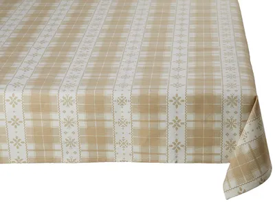 Productafbeelding van Omgoods - Beige Gestreepte Katoenen Tafelkleed 250 x 160 cm