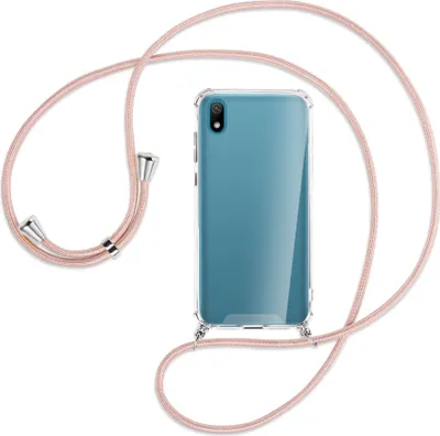 Produktbild von Handykette Backcover-Schutzhülle mit Band (Metall silberfarben) für Huawei Y5 2019 - roségold