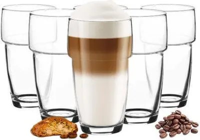 Produktbild von 6 stohovateľných pohárov na latte macchiato 300ml poháre na kávu cappuccino poháre na čaj