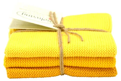 Produktbild von Solwang Wischtuch GELB KOMBI 3er Set Tücher gestrickt Wischlappen Wischtücher