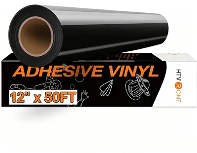 Obrázek produktu pro Samolepicí vinylová fólie – role – PET – 30 x 1500 cm – Vhodná pro Cricut, Silhouette a Cameo – Lesklá černá barva