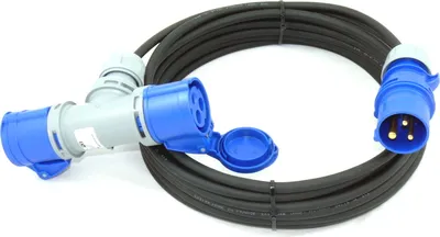 Produktbild von CEE Verlängerung 2-Fach Kupplung PCE H07RN-F 3G1,5 / 3G2,5 IP44 5-50m, Querschnitt:3x1.5mm², Länge:25m