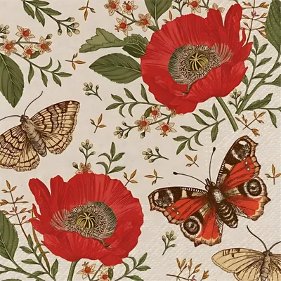 Zdjęcie produktu dla PAW DECOR Serwetki Dekoracyjne Motyle Bibuła Wielokolorowy 33x33cm 20 SZT