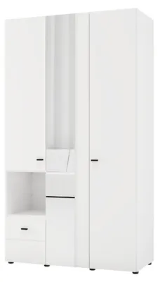 Produktbild von Patzcu – Kleiderschrank 3 Türen, 117x52 cm Weiß Matt, Garderobe
