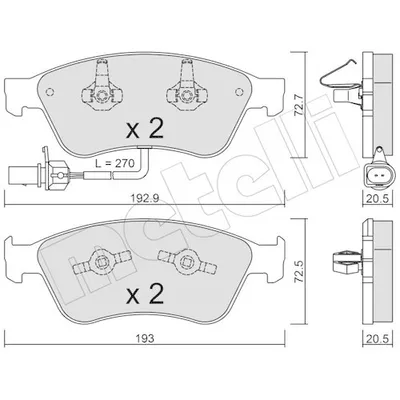 Produktbild von METELLI Bremsbeläge Satz Vorne Bremsklötze für AUDI A6 Avant (4F5, C6) 22-0662-0
