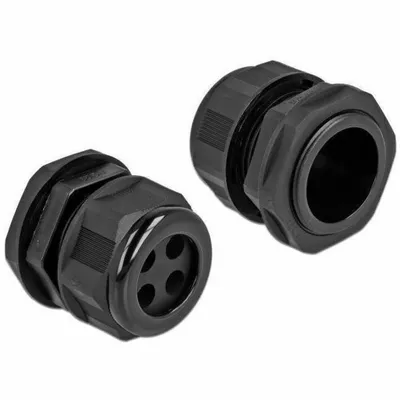 Produktbild von DeLOCK Kabelverschraubung PG29 für Rundkabel mit vier Kabeleinführungen schwarz 2 Stück, Schwarz, Kunststoff, 2 Stück(e), PG29, 8 mm, IP68