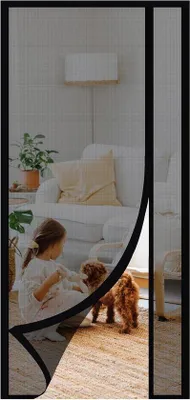 Zdjęcie produktu dla Roleta okienna – magnetyczna moskitiera zabezpieczająca przed kotami, 130 x 220 cm – włókno szklane, moskitiera, czarna
