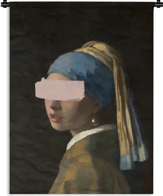 Produktbild von MuchoWow® Wandteppich Wandbehang Mädchen mit Perlenohrring - Vermeer - Pastell 120x160 cm Tapisserie Dekoration Wandtuch - Wohnzimmer - Moderne