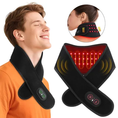 Produktbild von Nacken Handgelenk Beinwärmer Massageband, Rotlicht Wärmetherapie 36 LEDs, Heizkissen mit 3 Stufen Vibration & Wärme, 3000mAh Akku