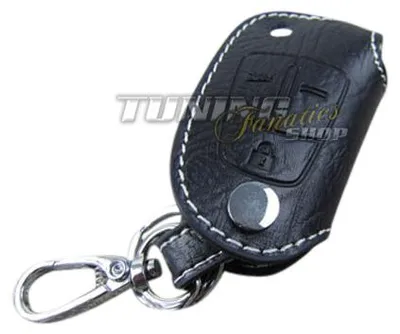 Productafbeelding van Sleutelhouder, sleutelhoes, vouwsleutel, sleutel, leer, wit, 3 knoppen, voor Opel
